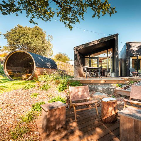 Tiny house 5 personen - Wild Spirit 2 Schlafzimmer - 60m² - TV -CLIM - LV - SH + SAUNA + NORDISCHES BAD
