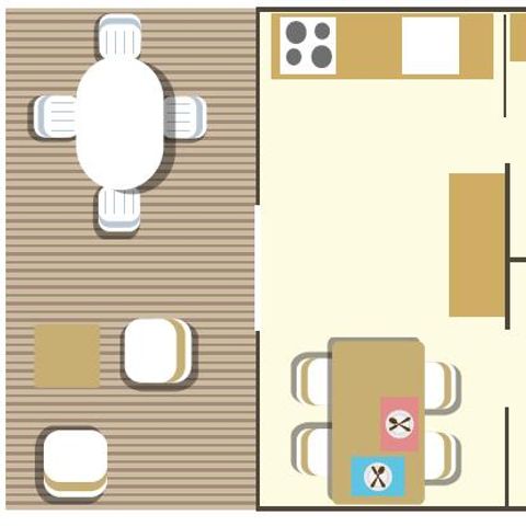 Safarizelt 6 Personen - Woody Lodge, Klimatisiert - 2 Schlafzimmer