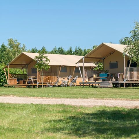 Safarizelt 6 Personen - Woody Lodge, Klimatisiert - 2 Schlafzimmer