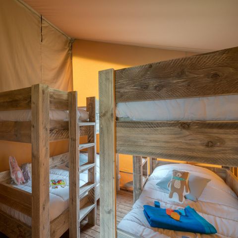 Safarizelt 6 Personen - Woody Lodge, Klimatisiert - 2 Schlafzimmer