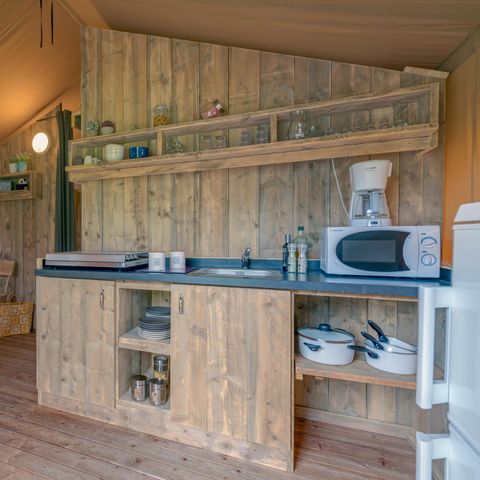 Safarizelt 6 Personen - Woody Lodge, Klimatisiert - 3 Schlafzimmer