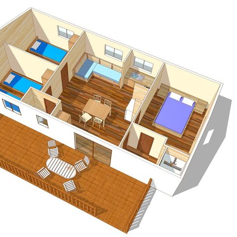 Mobilheim 6 personen - Mobilheim | Classic | 3 Schlafz. | 6 Pers. | Hochterrasse | 1 Bad
