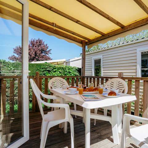 Mobilheim 6 personen - Mobilheim | Classic XL | 3 Schlafz. | 6 Pers. | Erhöhte Terrasse | TV