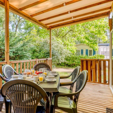 Mobilheim 6 personen - Comfort | 3 Schlafz. | 6 Pers. | Erhöhte Terrasse | Klimaanlage