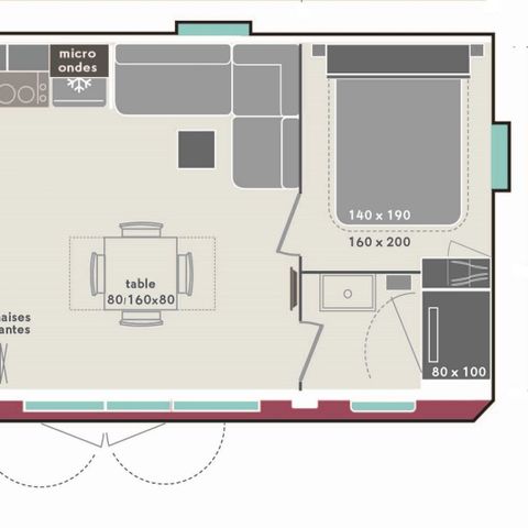 Mobilheim 6 Personen - Cottage Brasilia 6 pers 3 Schlafzimmer 1 Badezimmer ***