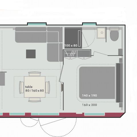 Mobilheim 6 Personen - Cottage Casablanca 6 pers 3 Schlafz. 2 Bad ****