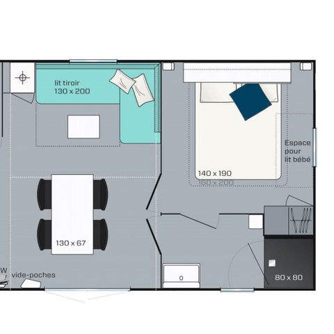 Mobilheim 6 Personen - Cottage Brasilia 4/6 pers 2 Schlafzimmer 1 Badezimmer ***