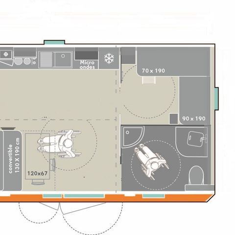 Mobilheim 4 Personen - Cottage Borneo 4 pers 2 Schlafz. 1 Bad *** PMR