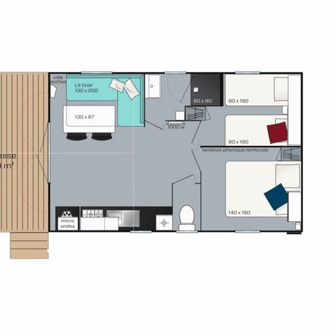 Mobilheim 4 personen - Cottage Bangkok 4 pers 2 Schlafzimmer 1 Badezimmer ***