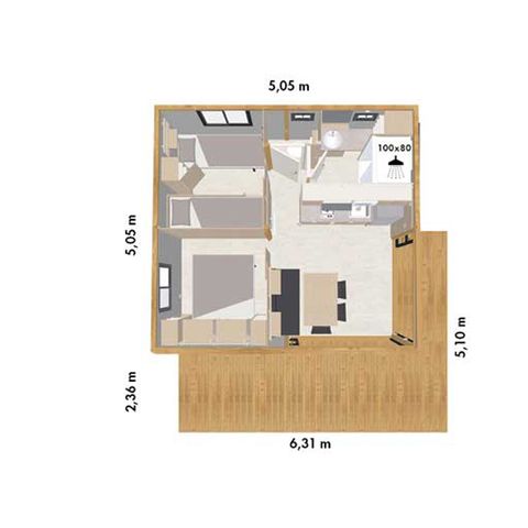 Chalet 5 Personen - Chalet Prestige 2 Zimmer 5 Personen