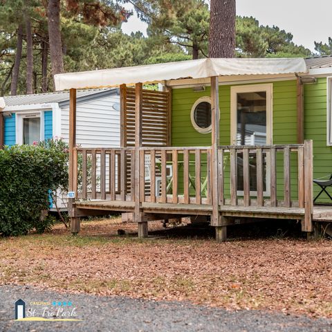 Mobilheim 2 Personen - Mobilheim Confort 18,60 m² (1 Zimmer) + halbüberdachte Holzterrasse