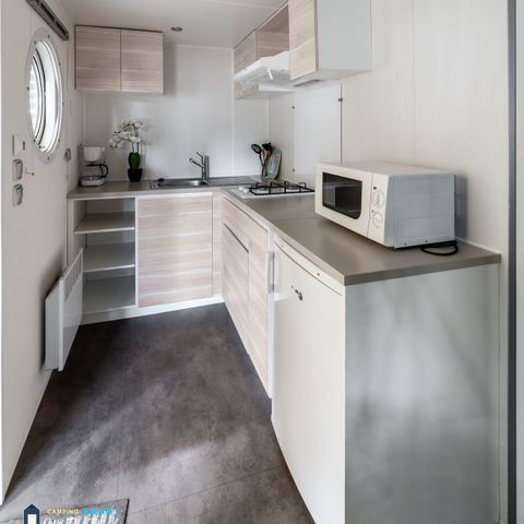 Mobilheim 2 Personen - Mobilheim Confort 18,60 m² (1 Zimmer) + halbüberdachte Holzterrasse