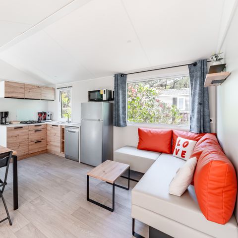 Mobilheim 4 Personen - Mobilheim Premium 31m² (2 Zimmer) + Geschirrspüler + halbüberdachte Terrasse 15m².