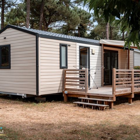 Mobilheim 4 Personen - Mobilheim Premium 31m² (2 Zimmer) + Geschirrspüler + halbüberdachte Terrasse 15m².