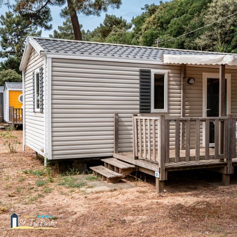 Mobilheim 4 personen - Mobilheim Confort 27.5m² (2 Zimmer) + halbüberdachte Holzterrasse 11m².