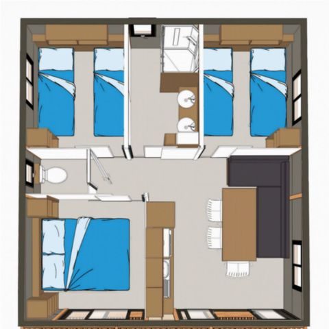 Chalet 6 Personen - KOMFORT "AZUR" MEERBLICK