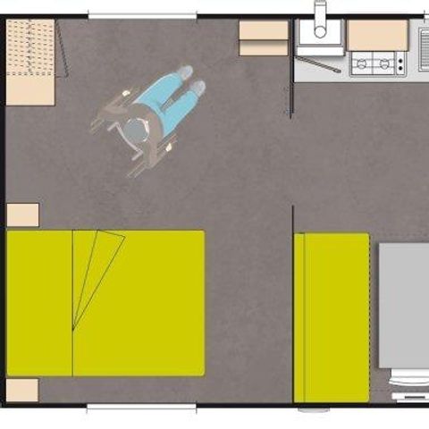 Mobilheim 5 Personen - Cottage 33 m² Eingeschränkte Mobilität 2 Zimmer TV/CLIM