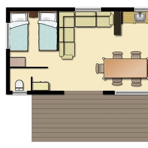 Mobilheim 6 Personen - Cottage Confort "Camargue" 29m² 3Sch 4/6 Pers.