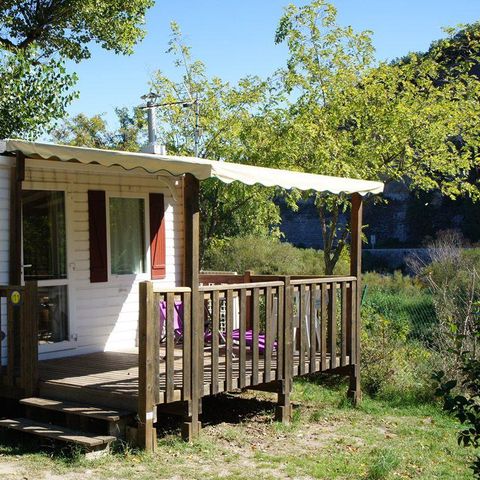 Mobilheim 2 Personen - Mobilheim Standard 21m² 1 Zimmer + 12m² halbüberdachte Terrasse (9m²) 2 Pers.