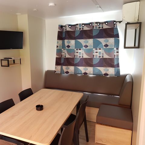 Mobilheim 7 Personen - Mobilheim Luxe 32m² 3 Schlafzimmer + 12m² halboffene Terrasse (9m²) + TV + Klima 6/7 Pers.