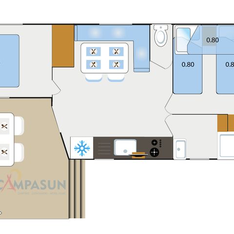 Mobilheim 4 Personen - Mobilheim Saint-Cyr - 26m² - 2 Zimmer