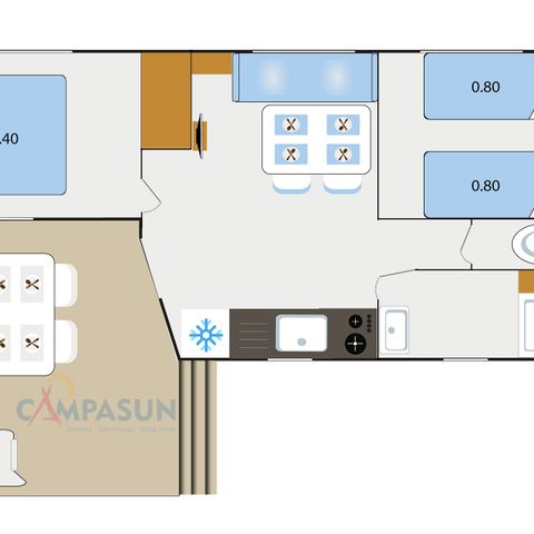 Mobilheim 4 Personen - Mobilheim Karibik - 24m² - 2 Schlafzimmer