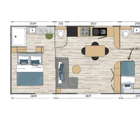 Mobilheim 4 Personen - Sunêlia Luxe TAOS F4 4 Pers. 2 Schlafz. 2 Bad.