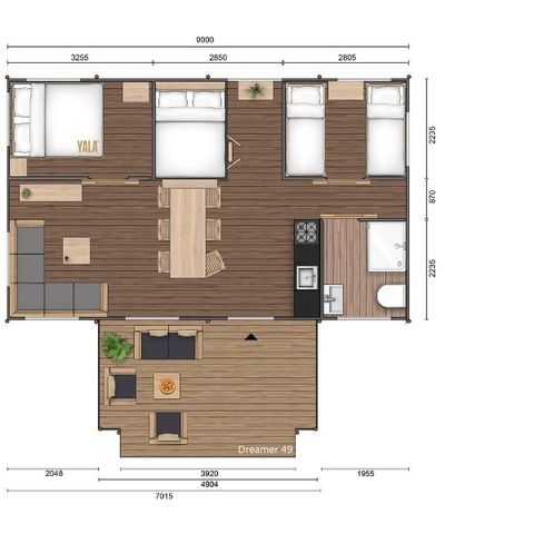 Safarizelt 7 Personen - TENTE LODGE 49 m2 3 Zimmer 6/7 Personen