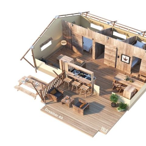 Safarizelt 5 Personen - ZELT LG 40 m2 2 Zimmer 4/5 Pers SAMSTAG