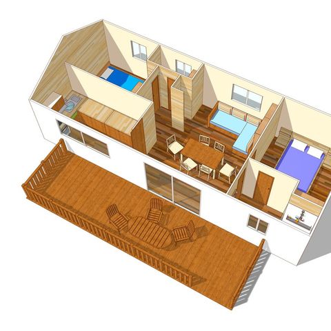 Mobilheim 6 Personen - Mobile Home Comfort XL | 2 Zi. | 4/6 Pers. | Erhöhte Terrasse | Klimaanlage