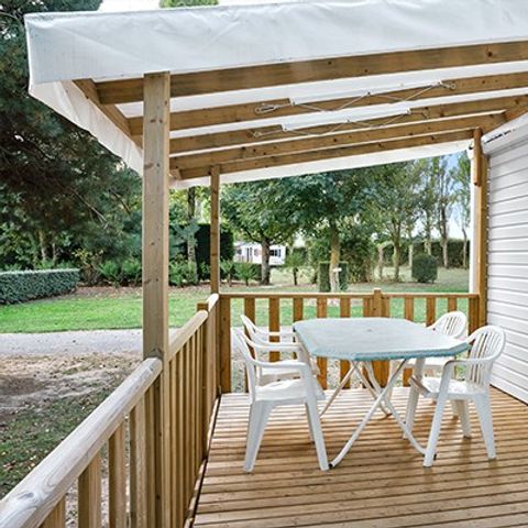 Mobilheim 6 Personen - Mobile Home Comfort XL | 2 Zi. | 4/6 Pers. | Erhöhte Terrasse | Klimaanlage