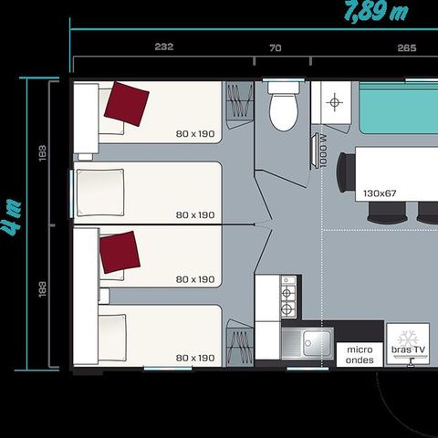 Mobilheim 6 Personen - 3 Zimmer, 31m2 Kategorie 3