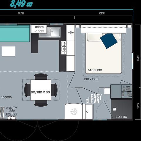 Mobilheim 6 Personen - 3 Zimmer, LUXUS, 34m2 Kategorie 4