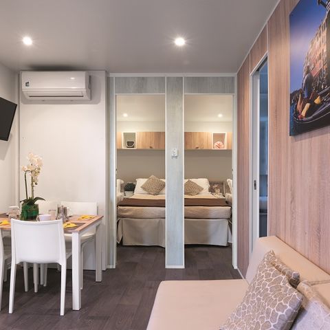 Mobilheim 4 personen - 3 Schlafzimmer / 2 Badezimmer - überdachte Terrasse