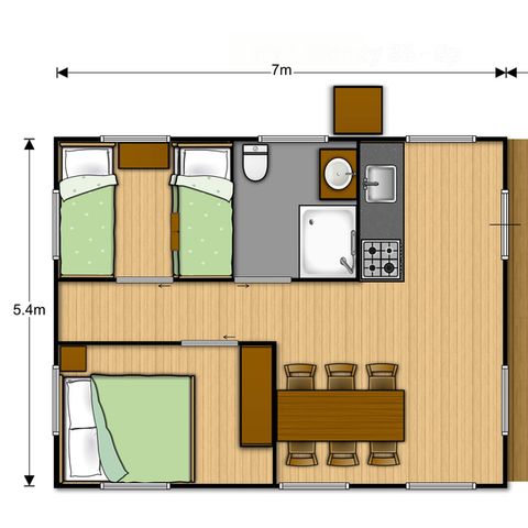 Lodge 6 personen - Zelt Ciela Nature Lodge - 2 Schlafzimmer - Voll ausgestattete Küche - Badezimmer