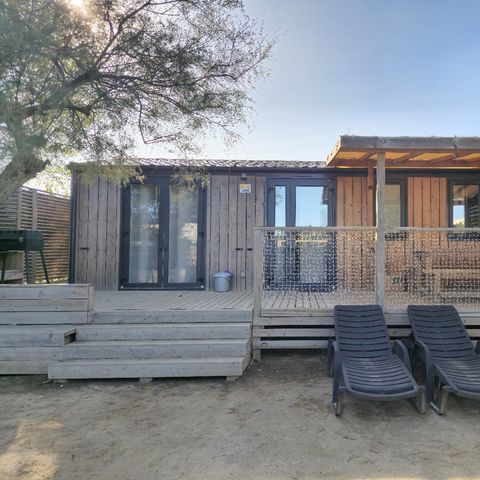 Mobilheim 6 personen - Premium Exclusive | 3 Zi. | 6 Pers. | Erhöhte Terrasse | Klimaanlage | TV