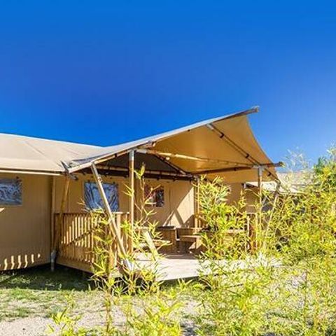 Bungalow 5 Personen - Safari Lodge Zelt | 2 Schlafz. | 4/5 Pers. | Einfache Terrasse
