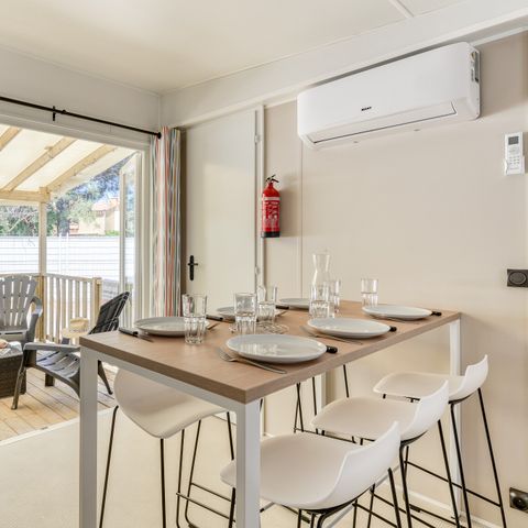 Mobilheim 6 Personen - Premium | 3 Schlafz. | 6 Pers. | Terrasse Lounge | Klimaanlage | TV