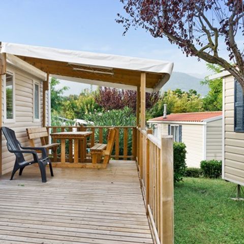 Mobilheim 4 personen - Comfort | 2 Zi. | 4 Pers. | Erhöhte Terrasse | Klim.