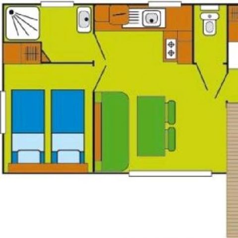 Mobilheim 5 Personen - Mobilheim | Comfort | 2 Zi. | 5 Pers. | Terrasse Simple | 1 Bad | Clim.