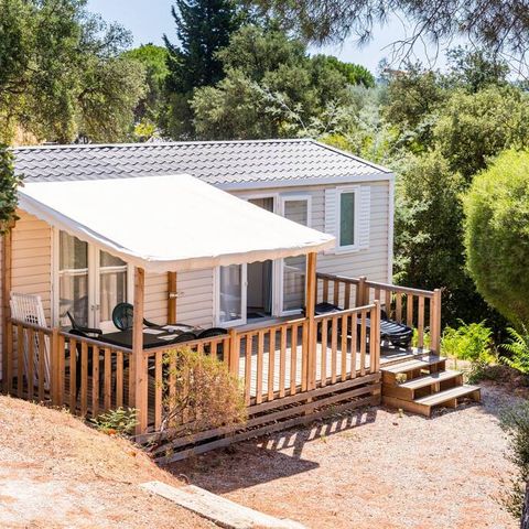 Mobilheim 6 Personen - Comfort | 3 Schlafz. | 6 Pers. | Einfache Terrasse | Klimaanlage