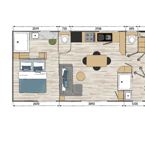 Mobilheim 6 Personen - TULUM, LUXUS - 3 Schlafzimmer - SONNTAG
