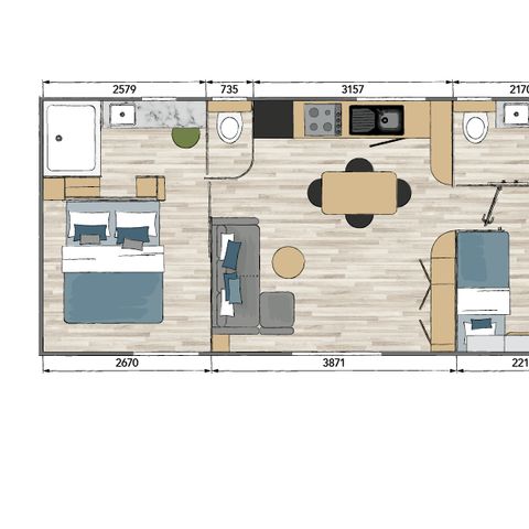 Mobilheim 4 Personen - TULUM, LUXUS - 2 Schlafzimmer - SAMSTAG