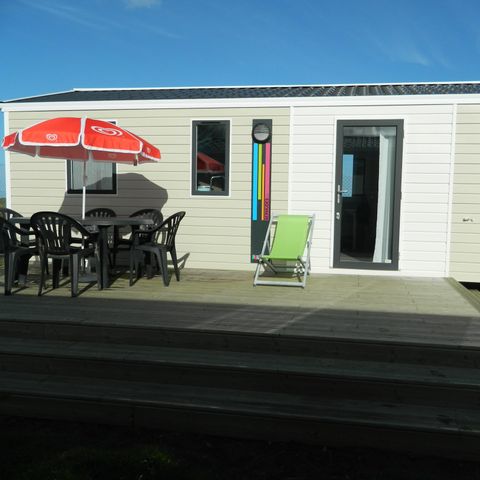 Mobilheim 6 personen - „Confort“ - 28 bis - 31 m² - 3 Schlafzimmer - Terrasse - Für 6–8 Personen