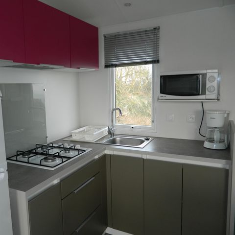 Mobilheim 8 personen - „Confort“ - 28 bis - 35 m² - 3 Schlafzimmer - Terrasse mit Meerblick für 6–8 Personen