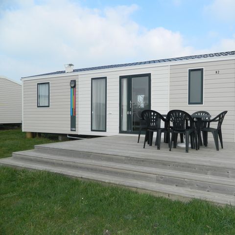 Mobilheim 8 personen - „Confort“ - 28 bis - 35 m² - 3 Schlafzimmer - Terrasse mit Meerblick für 6–8 Personen