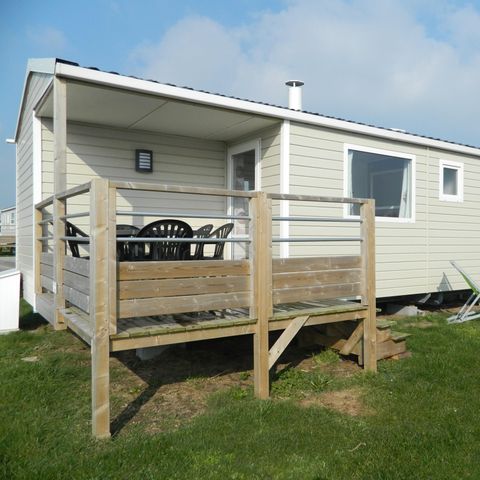Mobilheim 8 personen - Mobilheim „Confort“ 28 bis 35 m² (3 Schlafzimmer) + Terrasse mit Meerblick für 6–8 Personen