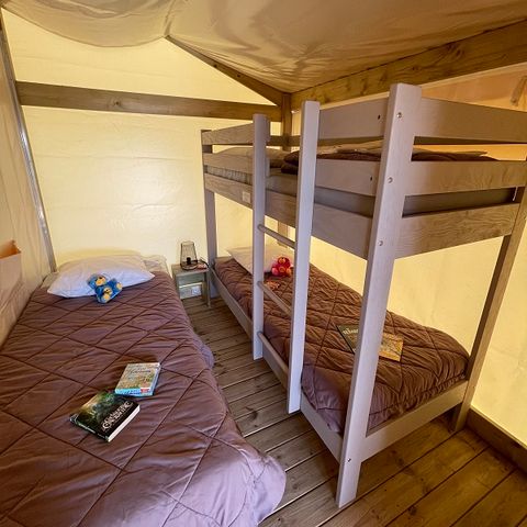 Safarizelt 5 Personen - Lodge-Zelt „FreeFlower Standard“ 30 m² (2 Schlafzimmer) + Terrasse für 5 Personen