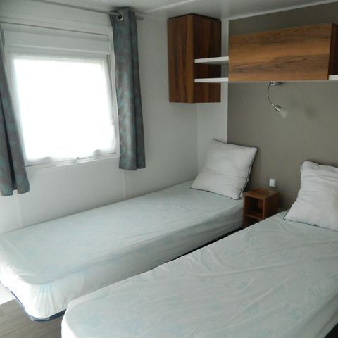 Mobilheim 6 Personen - Premium-Mobilheim 38 m² (2 Schlafzimmer) + Terrasse – Meerblick + Zugang zum Radweg entlang der Küste – 4/6 Personen