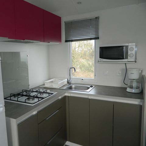 Mobilheim 8 Personen - Premium-Mobilheim 36 m² (3 Schlafzimmer) + Terrasse – Meerblick, 6–8 Personen